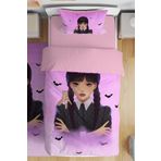 EVPANYA Yarasa Wednesday Addams Desenli Tek Kişilik Bebek Çocuk Nevresim Takımı