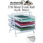 Evrak Rafı Metal 3 Lü Mavi 1 Paket Masaüstü A4 Dosya Düzenleyici Kağıt Tepsisi Metal Çelik Fileli Dört Katlı Hareketli - Açık Mavi - Standart - 3 Katlı