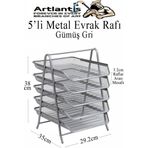 Evrak Rafı Metal 5 Li 1 Paket Masa Üstü A4 Dosya Düzenleyici Kağıt Tepsisi Metal Fileli Beş Katlı Hareketli Perfore