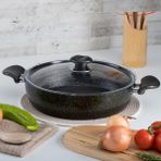 Evren 20 cm Gold Stone Ezme Seri Basık Tencere, Non-Stick Pilav Karnıyarık Tenceresi 1,7 Lt (Bakalit Kulplu)