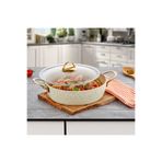 Evren 22 Cm Cream Ezme Seri Basık Tencere, Non-Stick Pilav Karnıyarık Tenceresi 2 Lt (Çelik Kulp)