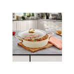 Evren 30 Cm Cream Ezme Seri Basık Tencere, Non-Stick Pilav Karnıyarık Tenceresi 4 Lt (Çelik Kulp)