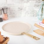 Evren 30 cm Cream Kısa Kenarlı Krep Tava, Non-Stick Krep Omlet Tavası (Çelik Boru Kulp)