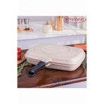 Evren 36 cm Cream Ikiz Grill Tava, Çift Taraflı Izgara Grill Pan
