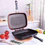 Evren 36 cm Gold Stone Ikiz Grill Tava, Çift Taraflı Izgara Grill Pan