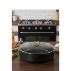 Evren 36 Cm Gold Stone Maksi Basık Tencere, Non-stick Pilav Karnıyarık Kavurmalık Tencere 8 Lt