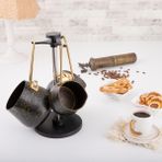 Evren 4 Parça Gold Stone Cezve Seti (300-500-750 ml Cezve + Stant)