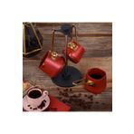 Evren 4 Parça Red Kare Cezve Seti (200,400,600 ml Cezve + Stant)