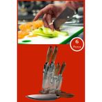 Evren 6 Parça Premium Paslanmaz Çelik Şef Bıçağı Seti Standlı (Şef,et,ekmek,soyma Bıçağı) - Metal