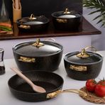 Evren 9 Parça Gold Stone Ezme Seri Tencere Seti