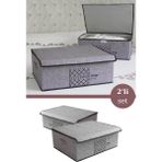 Evren Keçe Kapaklı Baza Hurcu, Yatak Kanepe Altı Yastık Kıyafet Çamaşır Düzenleyici - Gri - 2 Adet - 50 x 40 x 19 cm
