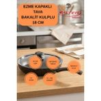 EVREN MUTFAK 18 cm Gold Stone Ezme Seri Kapaklı Tava, Non-Stick,0,6 Lt Kızartma Tavası (Bakalit Kulplu) - Siyah