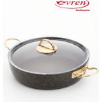 EVREN MUTFAK 20 cm Goldstone Ezme Seri Basık Tencere, Non-Stick Pilav Karnıyarık Tenceresi 1,7 Lt (Çelik Kulp) - Siyah