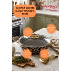 EVREN MUTFAK 26 cm Leopar Desen Ezme Seri Basık Tencere, Non-Stick Pilav Karnıyarık Tenceresi 2,8 Lt (Paslanmaz Çelik Kulp) - Sarı