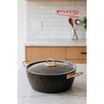 EVREN MUTFAK 28 cm Goldstone Ezme Seri Derin Tencere,non-Stick, 5,9 Lt (Gold Çelik Kulp). - Siyah