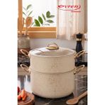 EVREN MUTFAK 3 Parça Cream(Krem) 22 cm Süzgeçli Kuskus Tencere Seti 4,6 Lt