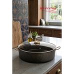 EVREN MUTFAK 36 cm Gold Stone Maksi Basık Tencere, Non-Stick Pilav Karnıyarık Kavurmalık Tenceresi 8 Lt - Siyah