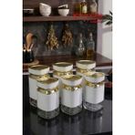 EVREN MUTFAK Beyaz 6 Parça Üçgen Vakum Kapaklı Cam Baharatlık Seti ve Metal Stant, Baharat Takımı 6’li Set