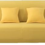 Evrensel Esnek Koltuk Kılıfı - 3 Kişilik (190-230 cm) için Elastik Kanepe Kılıfı - 1 Yastık Kılıfı ile Baskılı Tasarım - ve Şık Sarı Kumaş