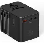 Evrensel Eu Us Au Uk Priz Fiş Çevirici Dönüştürücü Seyahat Adaptörü 45W 2x USB 3x Type-C Port Çıkışı - Siyah