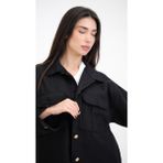 Evril Gold Düğmeli Gabardin Ceket Siyah - XL
