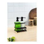 Evrio Soft Dokulu Metal Standlı 500ml İkili Kare Cam Sıvı Sabunluk Deterjanlık