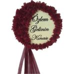 Evsay 27 cm Orta Boy, Isim Yazılı, Tüylü, Zilli Deri Tef - Bordo