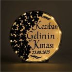 Evsay Isimli Ledli Gelin Tefi 3boyut Taşlı Kına Nedime Bride Parti Defi Çalgılı Alet Zilli Şeffaf Def Siyah
