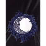 Evsay Isme Özel Kına Tefi Otriş Süslü Tüylü Deri Tef Vurmalı Çalgı Def Lacivert - Lacivert