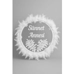 Evsay Tüylerle Süslenmiş Sünnet Tefi Vurmalı Çalgı Def Müzik Aleti Sünnet Annesi Tefi Sünnet Kınası Tefi
