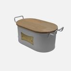 Evstyle 33x20x16.5 cm Beyaz Kesim Tahtalı Metal Ekmeklik