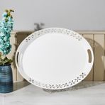 Evstyle 52x39 cm Beyaz Romantik Tepsi