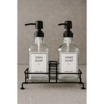Evsun Home Collection Standlı İkili Kare Cam Sıvı sabunluk 500ml