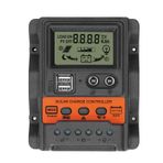 EVTSCAN 12V 24V Güneş Denetleyicisi, LCD ekran, USB çıkışları, Akıllı 3 aşamalı şarj, aşırı akım koruması, ızgara dışı güneş sistemleri için (20a)