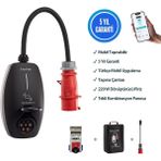 Evwallbox 22KW V3 Türkçe Mobil Uygulama 5 Yıl Garanti, (Tekli Kombinasyon Panosu, Taşıma Çantası ve 220V Dönüştürücü Adaptör)