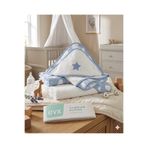 EVX 3lü %100 saf pamuk kapişonlu antialerjik yıldız desen bebek banyo havlusu75x75