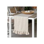EVYA %100 Pamuklu Ham Keten Kenarları Fırfırlı Vintage Runner 40x140 cm
