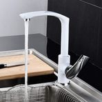 Evye Muslukları Mutfak Lavabo Bataryaları Pirinç Mikser Musluk Tek Kolu Güverte Üstü Sıcak ve Soğuk Su Musluğu Dönen Cilalı Krom Lavabo Bataryası-Siyah (Blanc) Gelişen