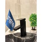 Evyepa Fleko Siyah Kare Lavabo Bataryası Sıcak Soğuk Girişli, Pirinç Malzeme Siyah