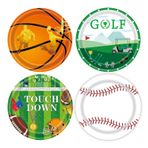 EVYIENEN 48 adet spor doğum günü partisi kağıt tabak, 22,9 cm, tek kullanımlık spor, futbol, basketbol, golf, beyzbol kağıt tabak, 4 tasarım, çocuklar için, doğum günü, parti, favori dekorasyon