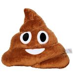 EvZ Emoji Kaka Yüz İfadesi Yastık Doldurulmuş Peluş Yumuşak Yastık, Resmi Sertifikalı, 35 cm Kahverengi