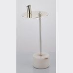 Evza Mermer Disk Asimetrik Mumluk Beyaz Gümüş 9 * 15 * 36 Cm