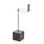 Evza Mermer Kare Asimetrik Mumluk Siyah Gümüş 12,5 * 12,5 * 31 Cm