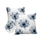 EwdeWwo Çiçekli Dış Mekan Su Geçirmez Kırlent Kılıfları 60 x 60 cm 2'li Set, Modern Sanat Mavi Çiçek Yastık Kılıfları Veranda Mobilya Kanepe Sundurma Bahçe için Dekoratif Kare Yastık Kılıfları