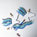 Ewec Unicorn 2'li Çocuk Eğitim Seti, Ipli ve Boyamalı Eğitici Ahşap Oyuncak, El Becerisi Hobi Eğitim Seti - Mavi