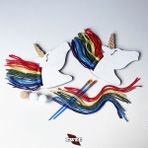 Ewec Unicorn 2'li Çocuk Eğitim Seti, Ipli ve Boyamalı Eğitici Ahşap Oyuncak, El Becerisi Hobi Eğitim Seti - Renkli