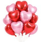 EWODEIEW Kalp Folyo Balon, 45 cm Kalp Helyum Balon, Kalp Balonları Kırmızı Pembe, Düğün Kalp Şeklinde Balon, Folyo Balon, Kalp Balon, Sevgililer Günü, Doğum Günü, Nişan, Anneler Günü