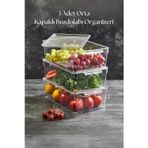 EWs 3 Lü Kapaklı Buzdolabı Organizeri & Buzdolabı Düzenleyici 4,5 lt