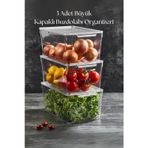 EWS 3 Lü Kapaklı Buzdolabı Organizeri & Buzdolabı Düzenleyici 6 lt