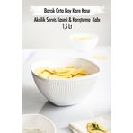 EWS Akrilik Barok Beyaz Orta Boy Kare Meyve & Salata Kasesi & Karıştırma Kabı / 1,5 Lt (Cam Değildir)